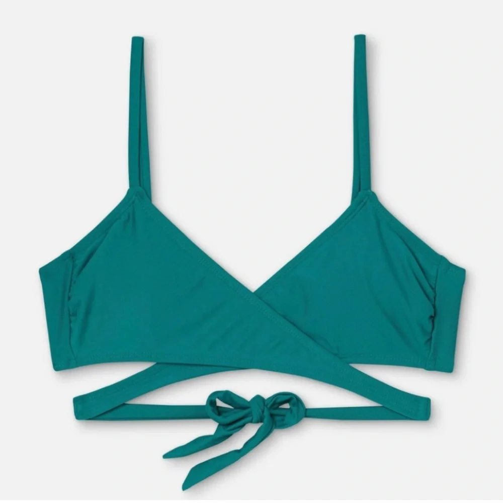 NWT Juniors' Wrap Front Bralette Bikini Top - Xhilaration Teal Green M (4-6)‎